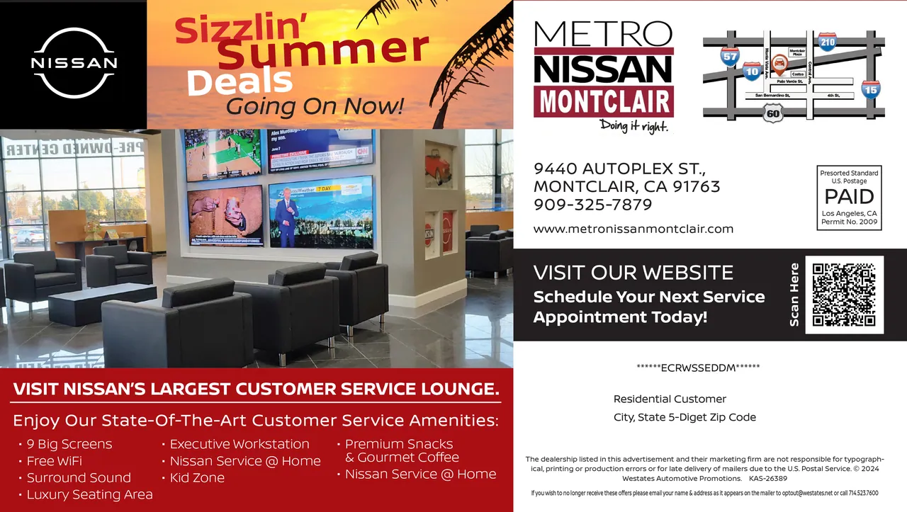 Service Mailer, Cover, Metro Nissan