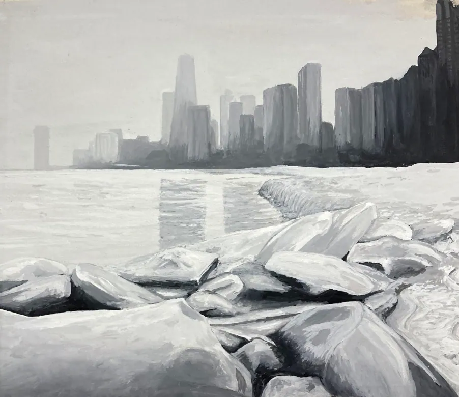 Skyline in Winter, Painting