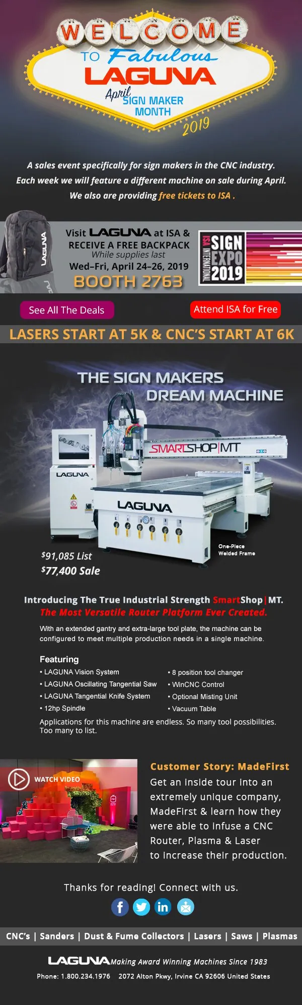Email Newsletter, Laguna Tools