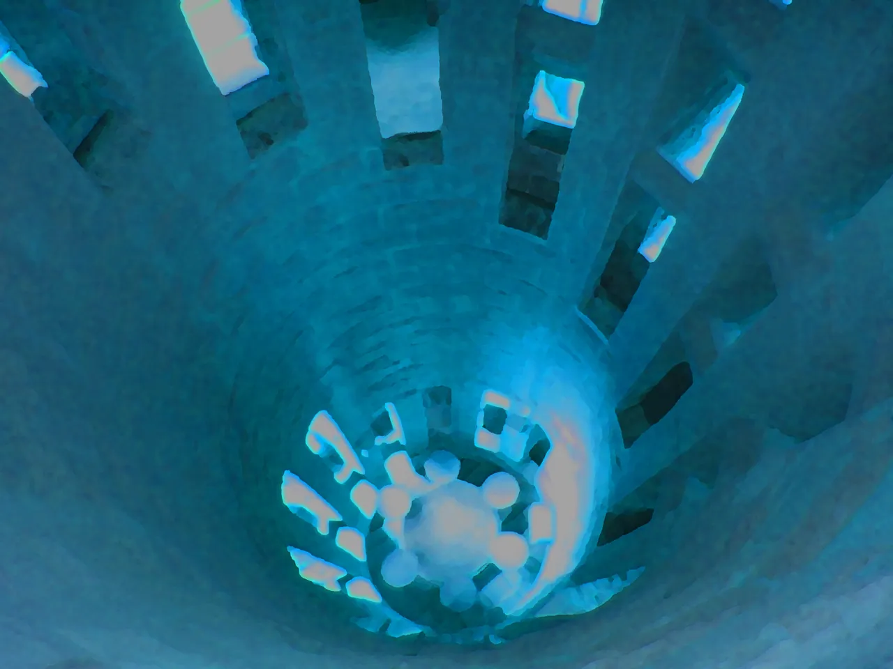 Inside the Leaning Tower of Pisa, looking up