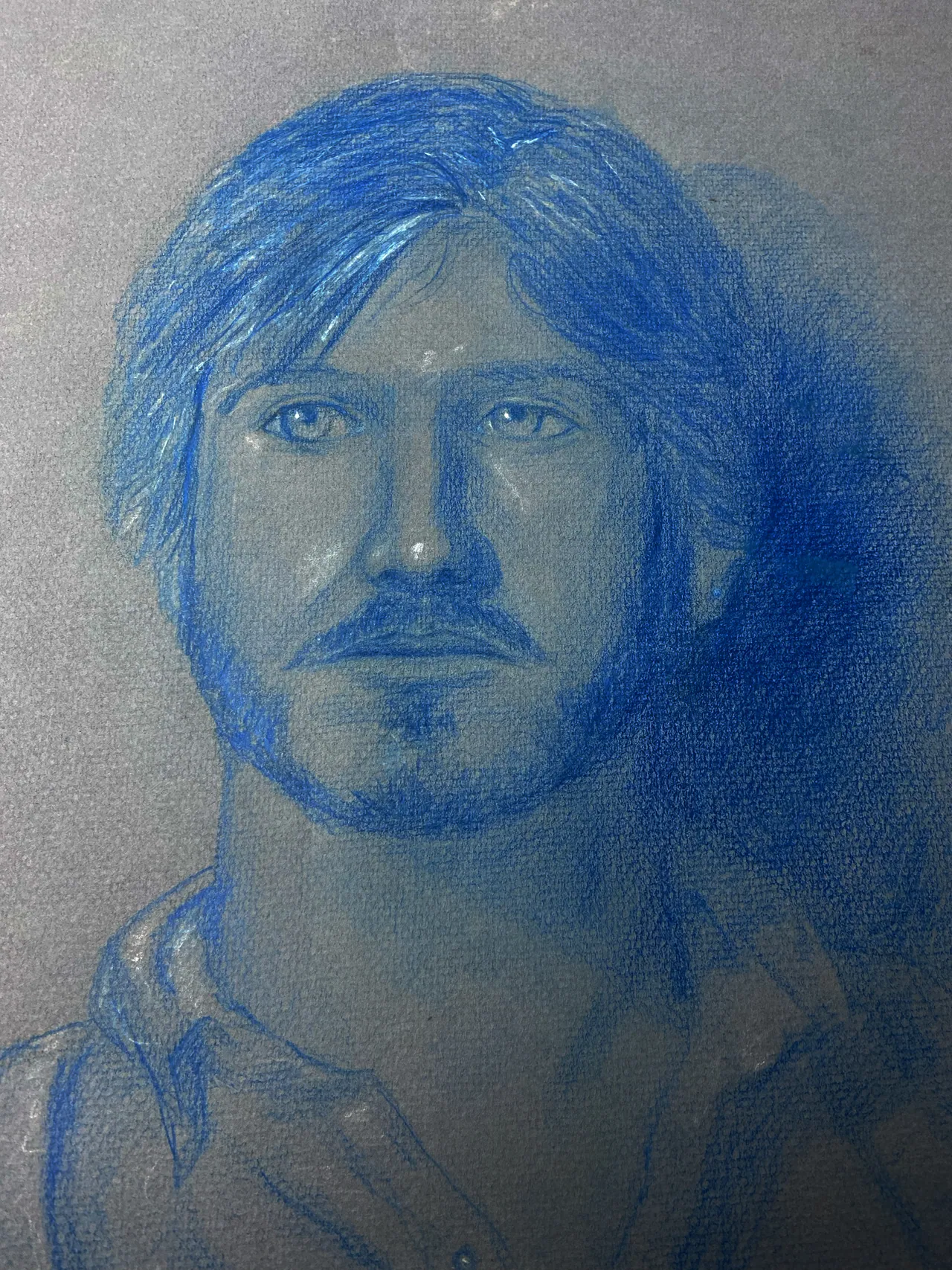 Portrait in Blue, Colored pencil