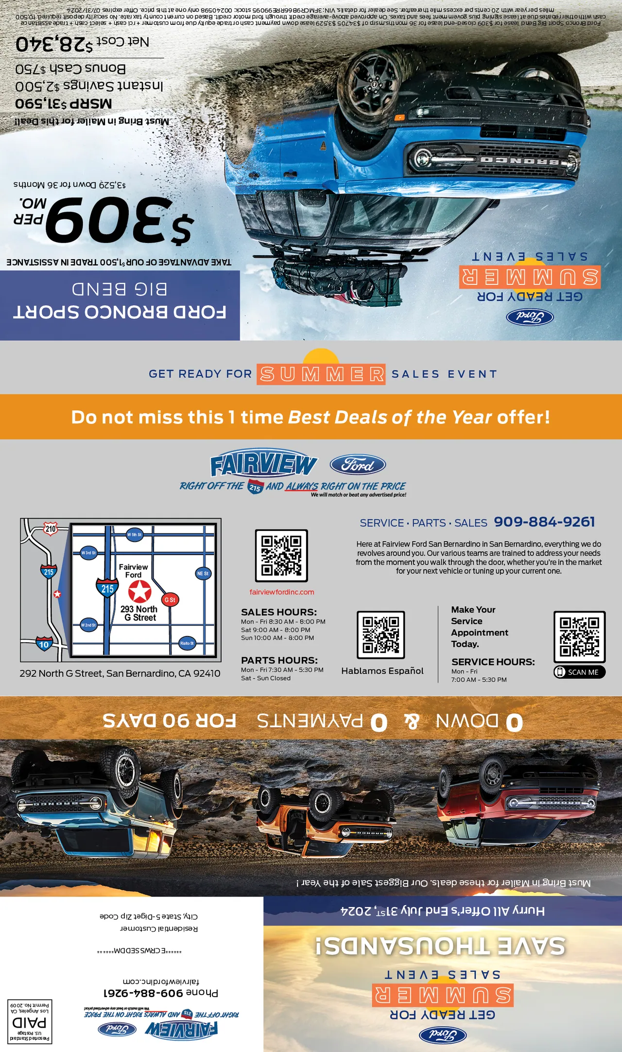 Used Vehicle Sales Event, Cover & Flap, Fairview Ford
