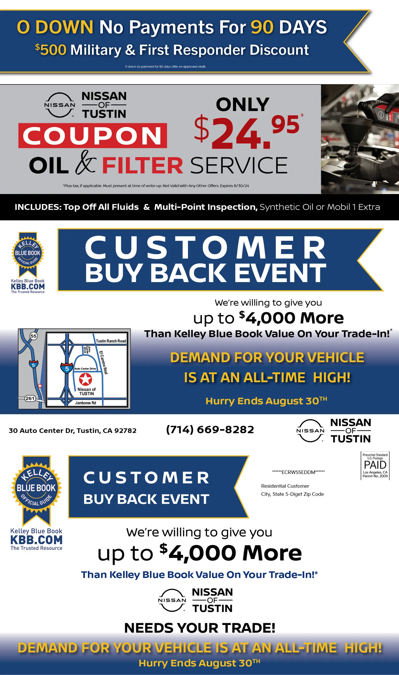 Nissan of Tustin customer buy back event mailer