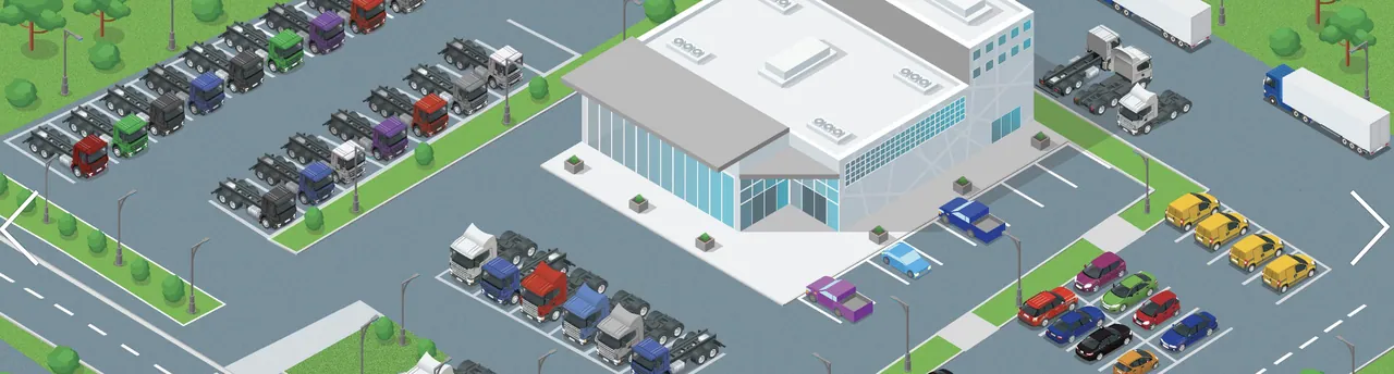 Dealership Lot, Isometric, Illustration